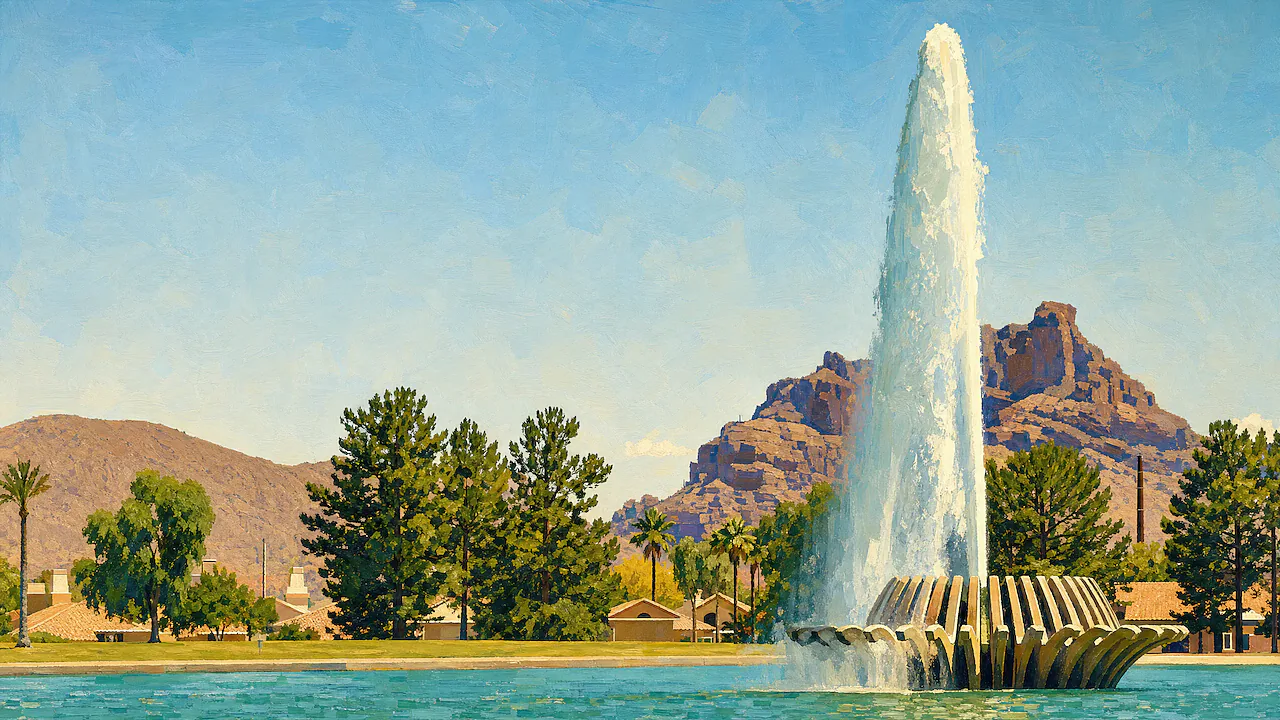 Painted view of Fountain Hills, Arizona
